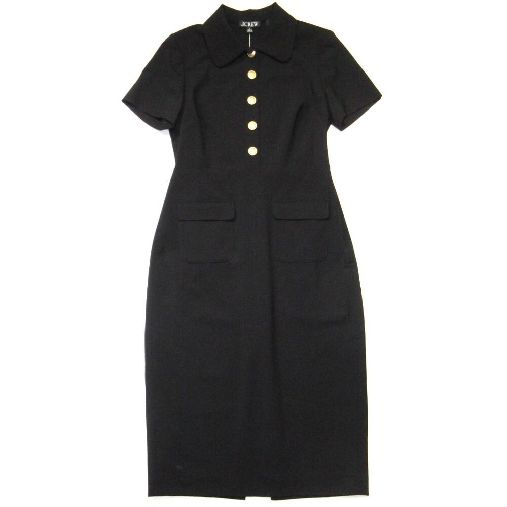 NWT J.Crew Collared Sheath in Black Bi-stretch Wool Blend Dress 6 $298 - Picture 5 of 10